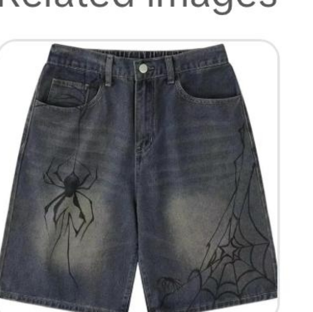 Spider Web Denim Shorts